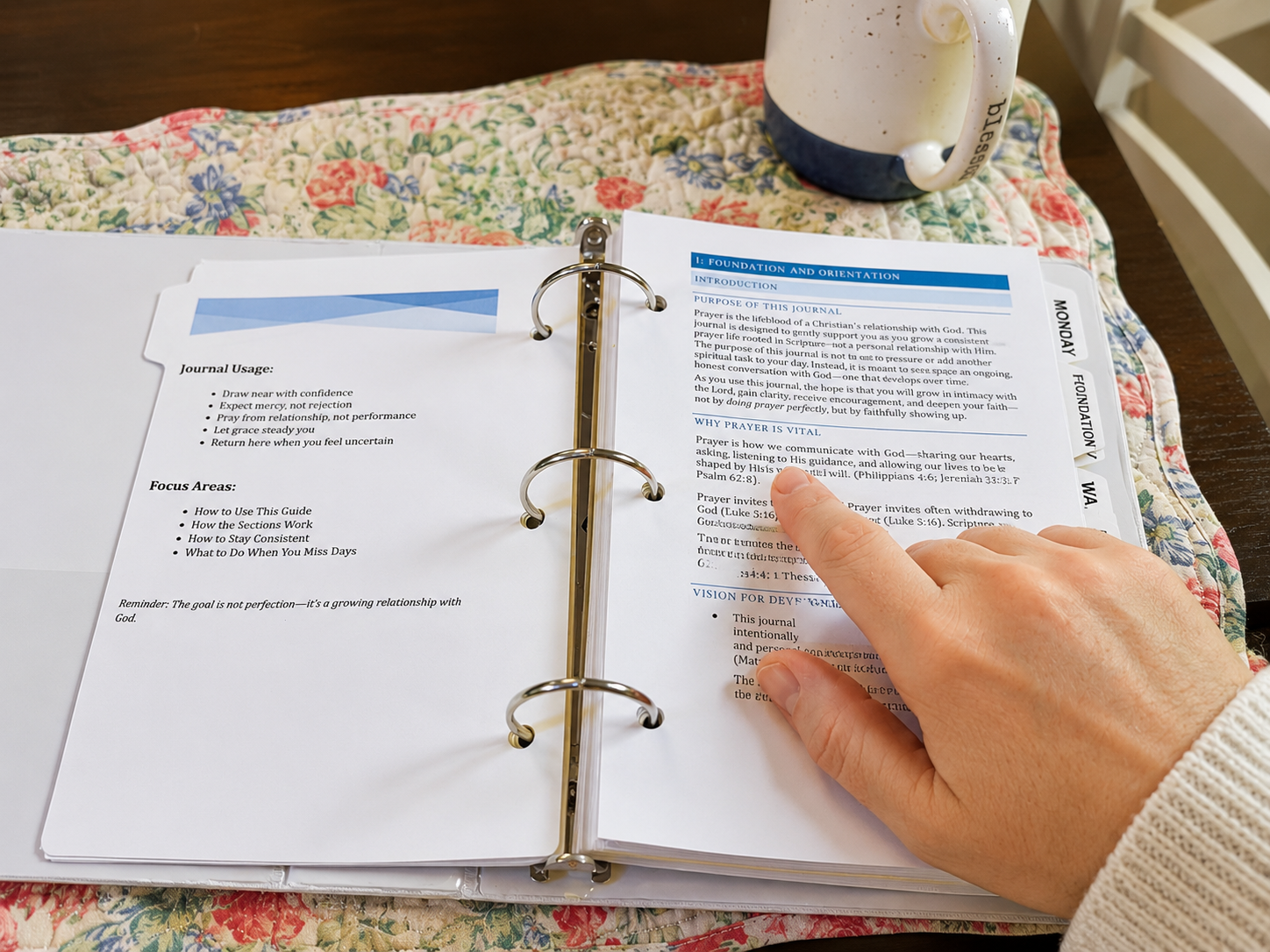 A quiet moment using the Personal Prayer Journal